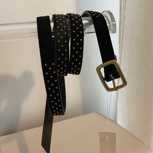 Madewell leather skinny belt with studs NWT